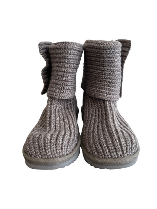 Ugg Shoe Size 3 Gray Knit Suede Buttons Round Toe Sweater Shoes Gray / 3