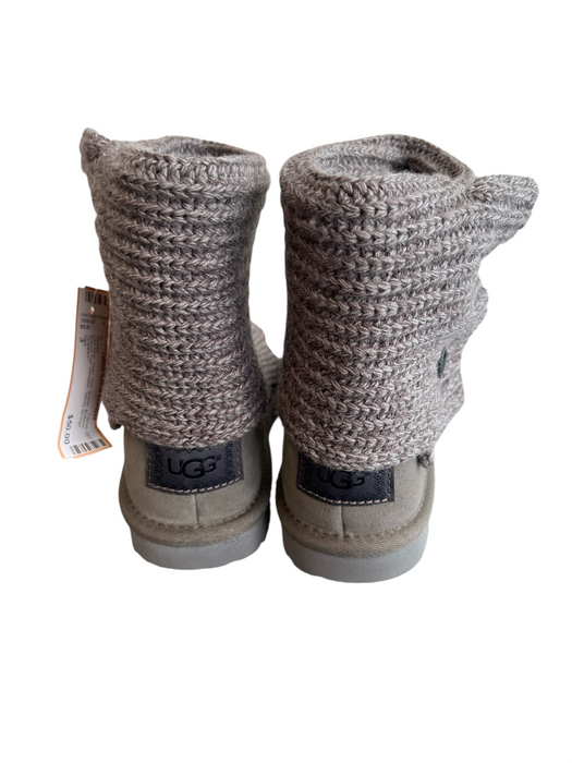 Ugg Shoe Size 3 Gray Knit Suede Buttons Round Toe Sweater Shoes Gray / 3
