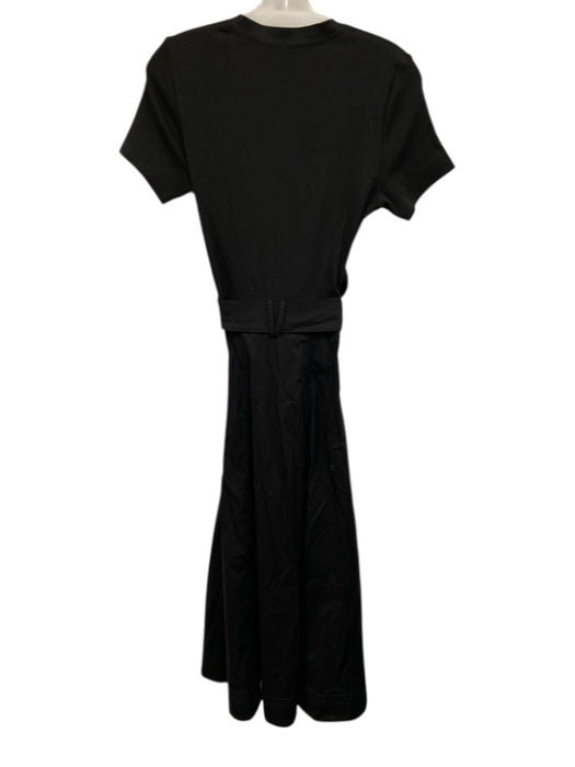 Veronica Beard Size S Black Prima Cotton Blend Mixed Fabric V Neck Dress Black / S