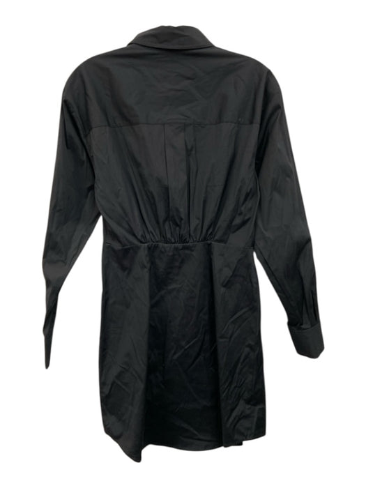 Veronica Beard Size 4 Black Cotton Blend Long Sleeve Button Front Collared Dress Black / 4