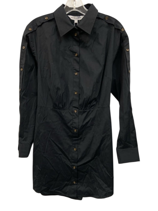 Veronica Beard Size 4 Black Cotton Blend Long Sleeve Button Front Collared Dress Black / 4
