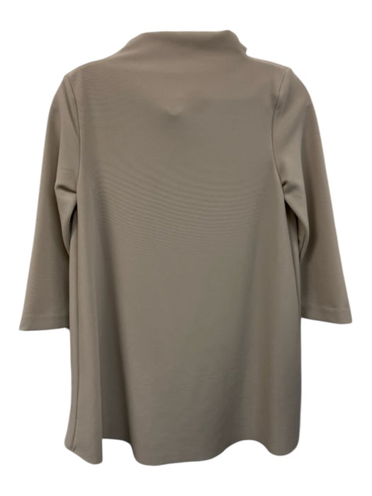 COS Size XS Beige Poly Blend Textured 3/4 Sleeve high neck Top Beige / XS