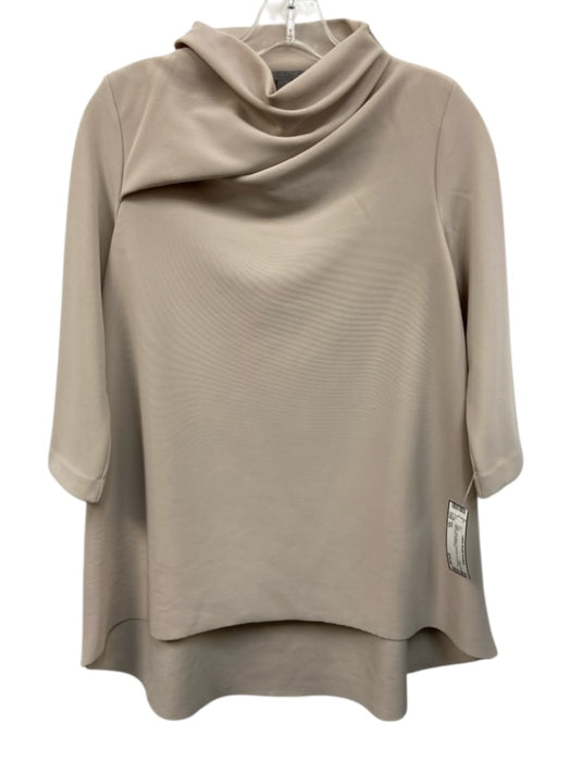 COS Size XS Beige Poly Blend Textured 3/4 Sleeve high neck Top Beige / XS