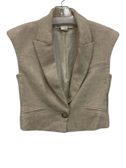 Veronica Beard Size 2 Beige No Fabric Tag Slit pockets Peak Lapels Vest Beige / 2