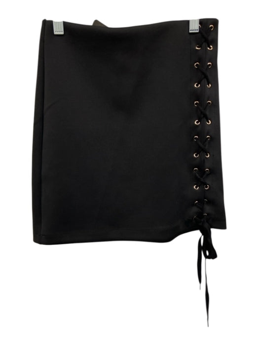 Amanda Uprichard Size XS Black Poly Blend Elastic Waist Lace Up Detail Skirt Black / XS