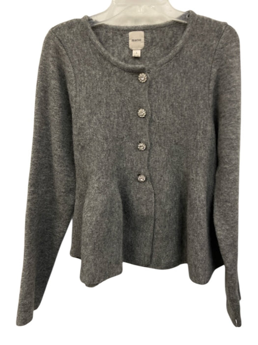 Maeve Size S Grey Acrylic Button Front Long Sleeve Heathered Knit Cardigan Grey / S
