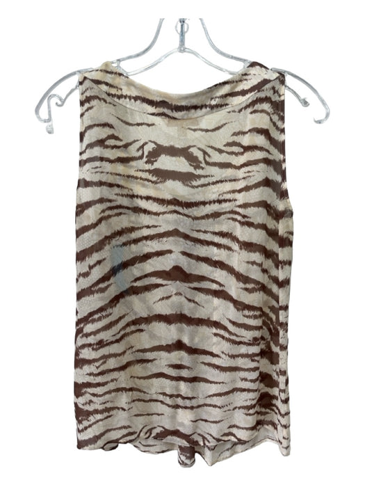 St. John Couture Size S Tan & brown Silk Sheer Animal Print Sleeveless Top Tan & brown / S