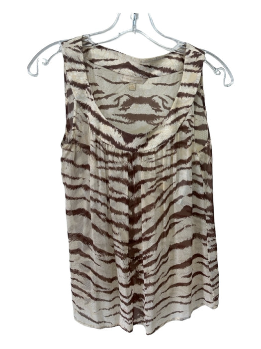 St. John Couture Size S Tan & brown Silk Sheer Animal Print Sleeveless Top Tan & brown / S