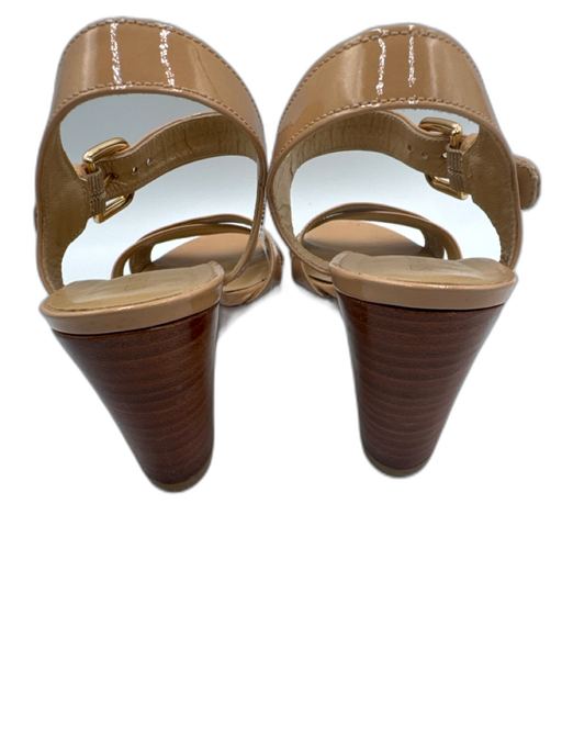 Stuart Weitzman Shoe Size 7 Beige Patent Leather Criss Cross Ankle Strap Wedges Beige / 7