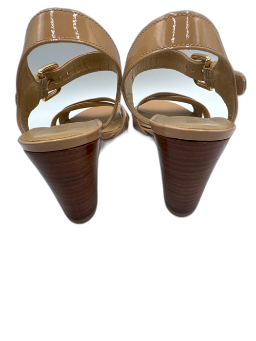 Stuart Weitzman Shoe Size 7 Beige Patent Leather Criss Cross Ankle Strap Wedges Beige / 7