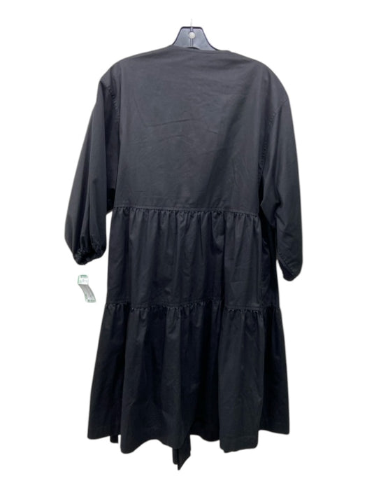 COS Size 8 Black Cotton Wrap 3/4 Sleeve Midi Dress Black / 8