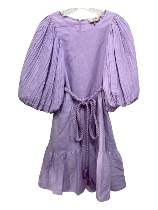 Sea New York Size M Lavender Purple Linen Blend Pleated Sleeves Tiered Dress Lavender Purple / M