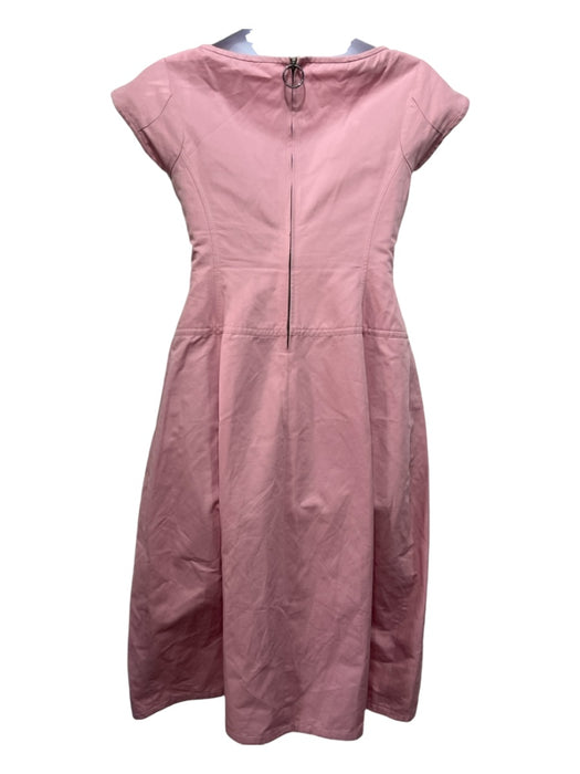 Marni Size 42/L Pink Cotton Boat Neck Princess Seams Cap Sleeve Dress Pink / 42/L