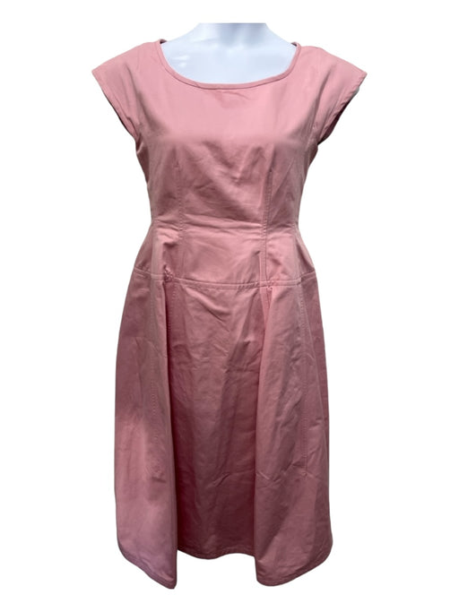 Marni Size 42/L Pink Cotton Boat Neck Princess Seams Cap Sleeve Dress Pink / 42/L