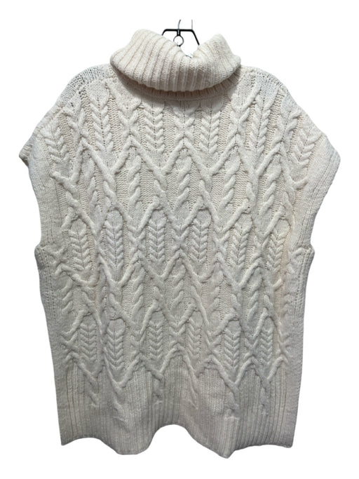 Theory Size M/L Cream Wool Blend Cable Knit Sleeveless Side Slit Sweater Cream / M/L