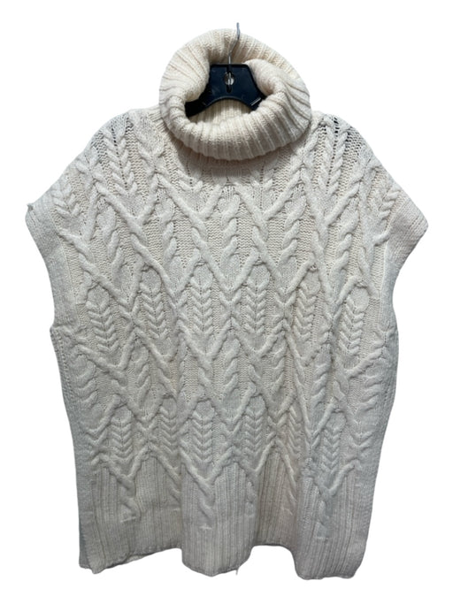 Theory Size M/L Cream Wool Blend Cable Knit Sleeveless Side Slit Sweater Cream / M/L