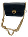 Tory Burch Black & Gold Pebbled Leather Gold hardware Top Flap Chain Strap Bag Black & Gold / Small