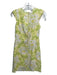 Lilly Pulitzer Size 0 Yellow, White & Green Cotton Cap Sleeve V Neck Dress Yellow, White & Green / 0