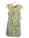Lilly Pulitzer Size 0 Yellow, White & Green Cotton Cap Sleeve V Neck Dress Yellow, White & Green / 0