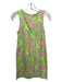 Lilly Pulitzer Size XXS Green & Pink Cotton Sleeveless V Neck Abstract Dress Green & Pink / XXS