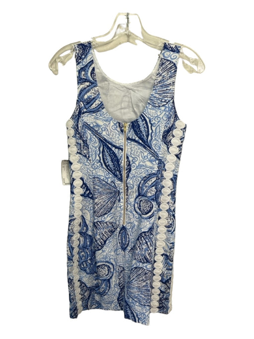 Lilly Pulitzer Size 00 Blue & White Cotton Sleeveless Abstract Back Zip Dress Blue & White / 00