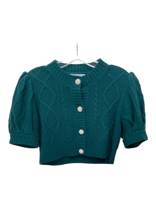 Hill House Size XS Green Acrylic Blend Button Down Cable Knit Cropped Cardigan Green / XS