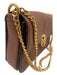 Tory Burch Brown Grained Leather Flap Gold Logo Crossbody Chain Bag Brown / Small