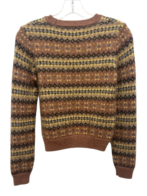 Doen Size XS Brown, Yellow & Black Mohair Blend Knit Geometric Sweater Brown, Yellow & Black / XS