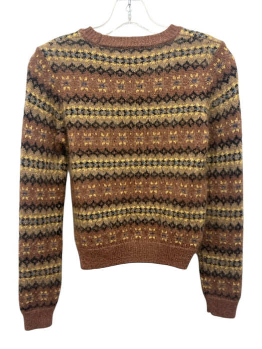 Doen Size XS Brown, Yellow & Black Mohair Blend Knit Geometric Sweater Brown, Yellow & Black / XS