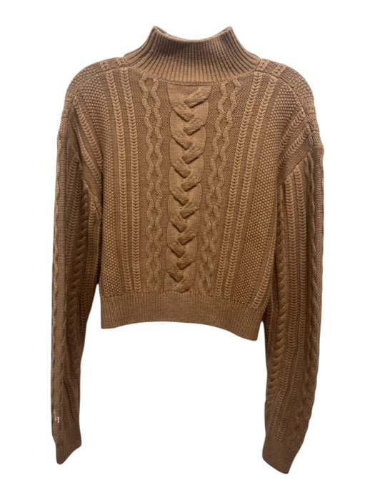 Recreational Habits Size S Light Brown Wool Knit Cable Mock Neck Crop Sweater Light Brown / S