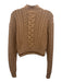 Recreational Habits Size S Light Brown Wool Knit Cable Mock Neck Crop Sweater Light Brown / S