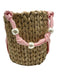 Pamela Munson Beige & Pink Raffia Bucket Braid Detailing Pink strap Bag Beige & Pink / M