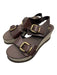 Now Shoe Size 38 Dark Brown & Gray Leather Brass Hardware Platform Wedge Sandals Dark Brown & Gray / 38