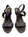Tory Burch Shoe Size 8.5 Dark Brown & Tan Grained Leather Wood Heel Wedges Dark Brown & Tan / 8.5