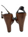 Tory Burch Shoe Size 8.5 Dark Brown & Tan Grained Leather Wood Heel Wedges Dark Brown & Tan / 8.5