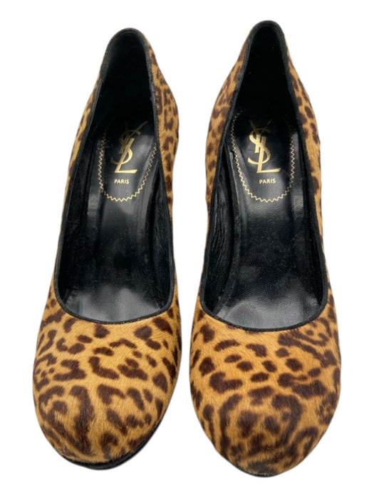 YSL Shoe Size 39 Brown & Beige Pony Hair Platform Cheetah Stiletto Pumps Brown & Beige / 39