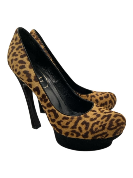 YSL Shoe Size 39 Brown & Beige Pony Hair Platform Cheetah Stiletto Pumps Brown & Beige / 39