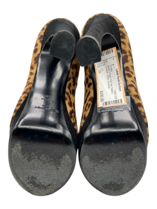 YSL Shoe Size 39 Brown & Beige Pony Hair Platform Cheetah Stiletto Pumps Brown & Beige / 39