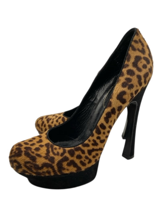YSL Shoe Size 39 Brown & Beige Pony Hair Platform Cheetah Stiletto Pumps Brown & Beige / 39