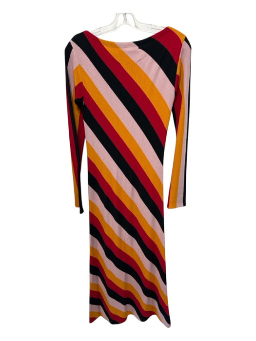 La Double J Size S Yellow, Red, Black Wool Blend Diagonal Stripe Maxi Dress Yellow, Red, Black / S