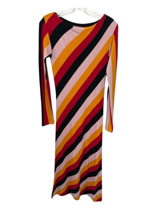 La Double J Size S Yellow, Red, Black Wool Blend Diagonal Stripe Maxi Dress Yellow, Red, Black / S