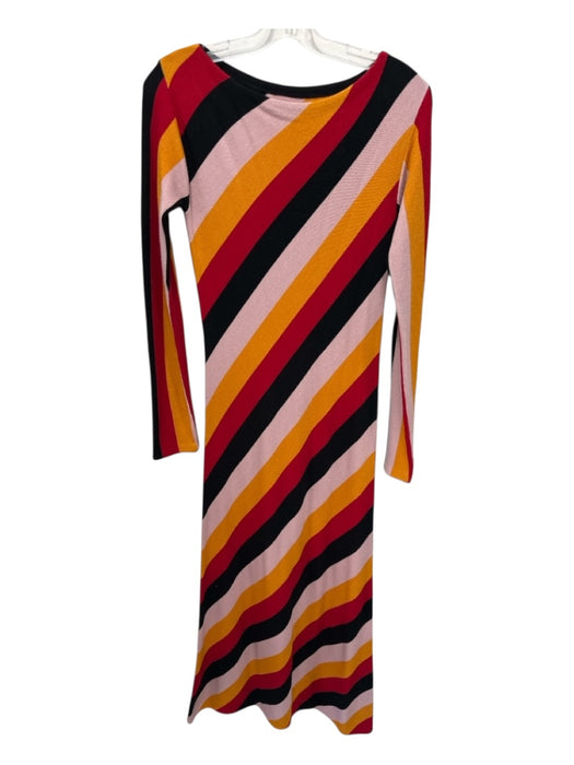 La Double J Size S Yellow, Red, Black Wool Blend Diagonal Stripe Maxi Dress Yellow, Red, Black / S