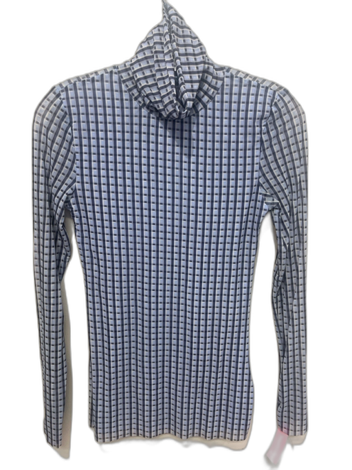 Ganni Size 36 Blue, Navy, White Polyamide Blend Long Sleeve Geometric Print Top Blue, Navy, White / 36