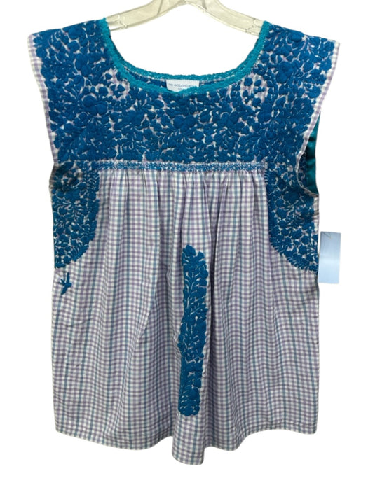 Mi Golondrina Size S Turquoise & Purple Cotton Sleeveless Floral Embroidery Top Turquoise & Purple / S