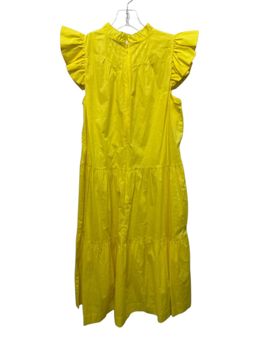 Sea New York Size 0 Bright Yellow Cotton Ruffle Cap Sleeve Ruffle Neckline Dress Bright Yellow / 0