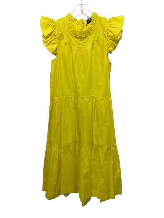 Sea New York Size 0 Bright Yellow Cotton Ruffle Cap Sleeve Ruffle Neckline Dress Bright Yellow / 0