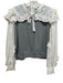 Sea New York Size XS Gray & White Cotton Eyelets Ruffle Details Back Zip Sweater Gray & White / XS