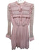 Self Portrait Size 4 Pink Polyester Floral Eyelet Lace Long Sleeves Dress Pink / 4