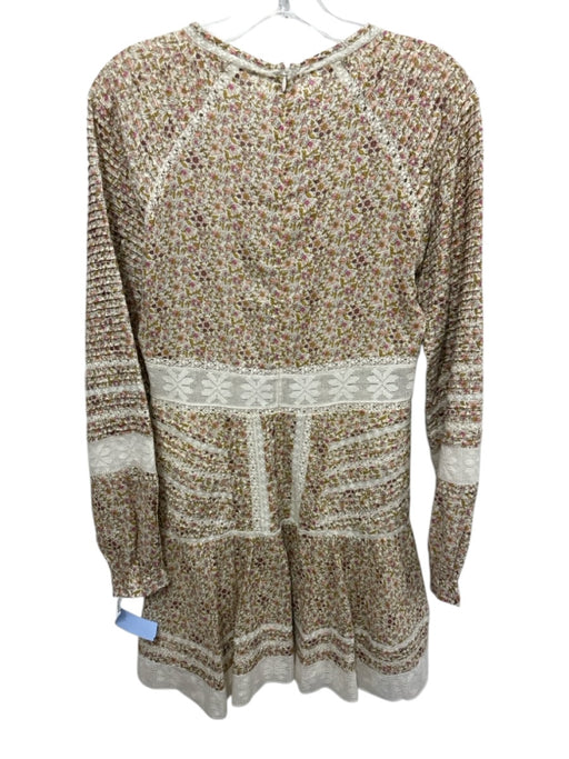 Veronica Beard Size 4 Cream, Green, Multi Cotton Button Up Floral Print Dress Cream, Green, Multi / 4