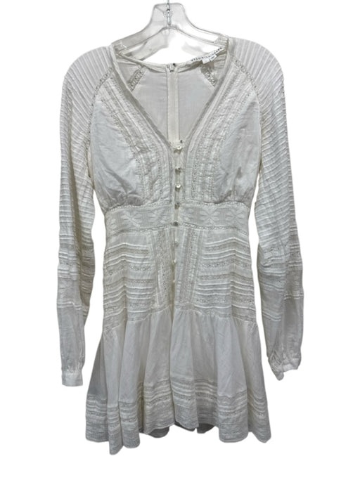 Veronica Beard Size 2 White Cotton Button Up Floral Print Crochet Lace Dress White / 2